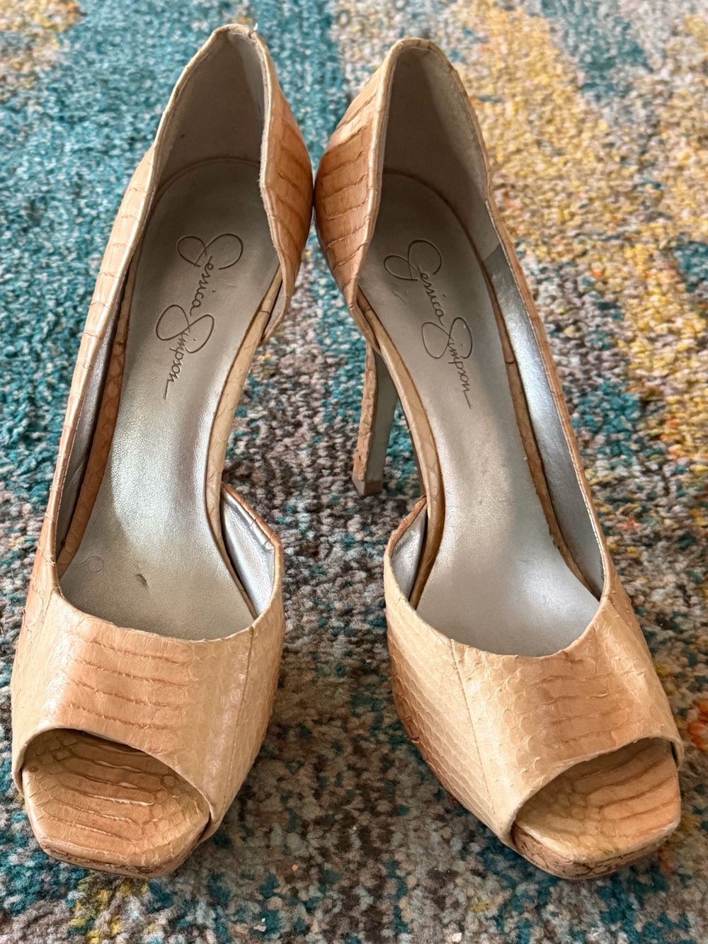 Jessica Simpson Croc-Embossed Heels
